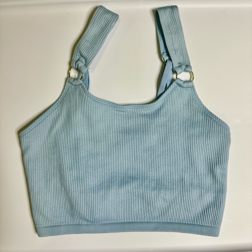 AERIE • Women’s Light Blue Bralette with Gold Circle Attachments Size- Small